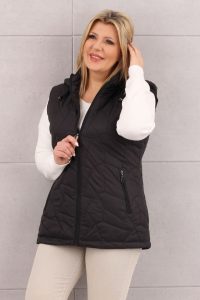 Kamizelka pikowana damska z kapturem czarna