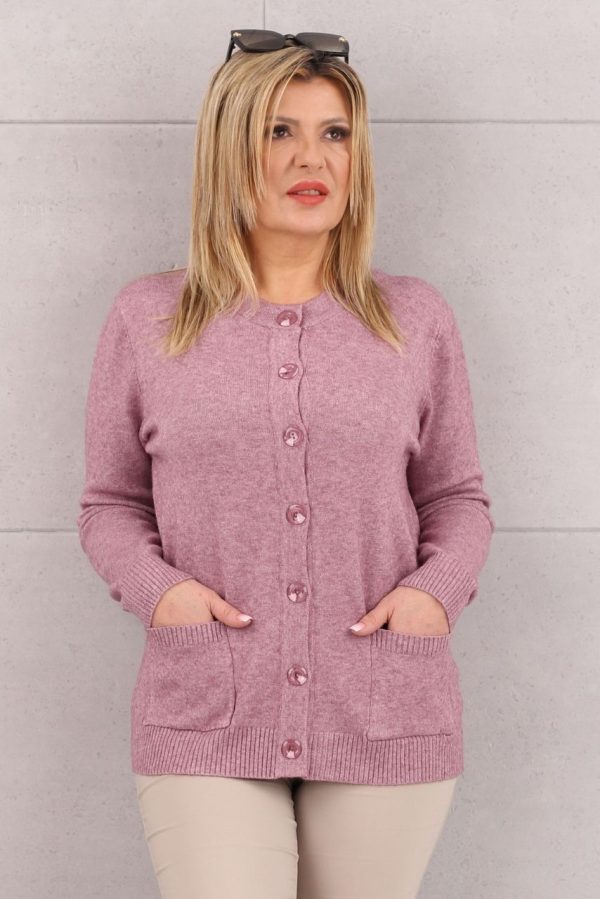 Sweter damski rozpinany różowy