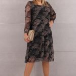 Elastyczna sukienka z siatki beżowa