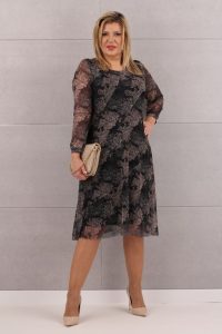 Elastyczna sukienka z siatki beżowa