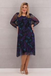 Elastyczna sukienka z siatki fioletowa