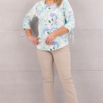 Bluzka damska rękaw 3/4 wzór ornament