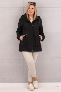 Kurtka wiatrówka damska z odpinanym kapturem czarna