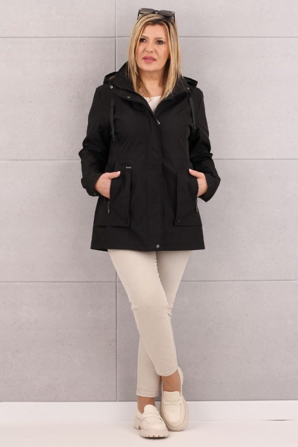 Kurtka wiatrówka damska z odpinanym kapturem czarna