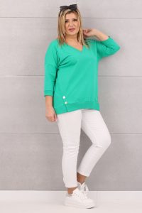Bluza bawełniana damska z napami zielona