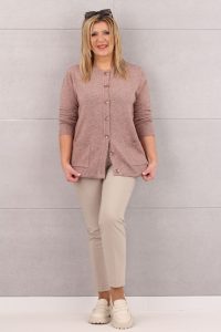 Sweter damski rozpinany beżowy