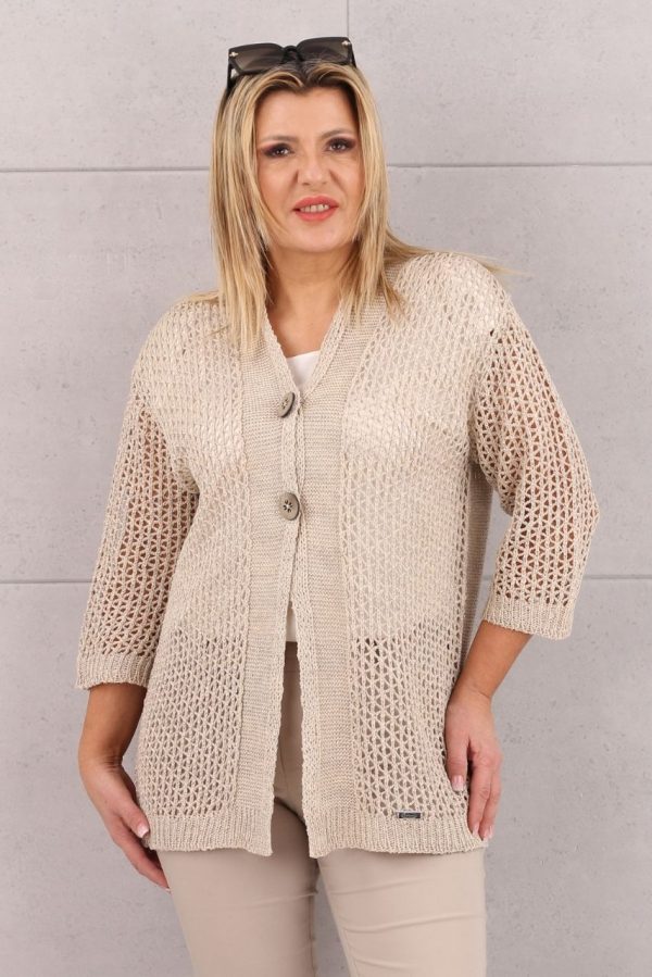 Lekki beżowy kardigan zapinany na guziki