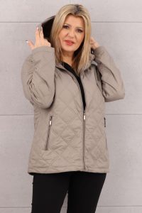 Luźna kurtka damska z kapturem beżowa