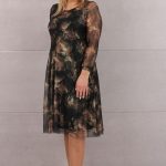 Elastyczna sukienka z siatki brązowa