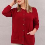 Sweter damski rozpinany bordowy