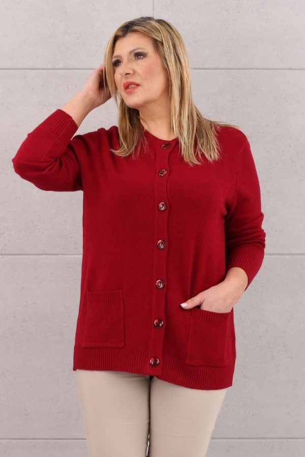 Sweter damski rozpinany bordowy