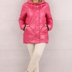 Kurtka wiosenna damska z kapturem malinowa