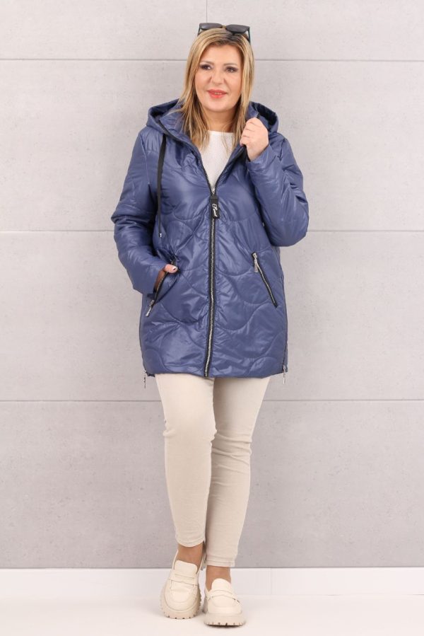 Niebieska kurtka damska pikowana przejściowa