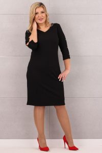 Gładka sukienka z rozcięciami czarna