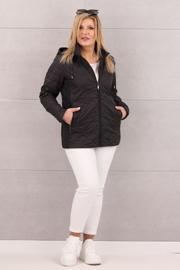 Lekka kurtka przejściowa z marszczeniem czarna