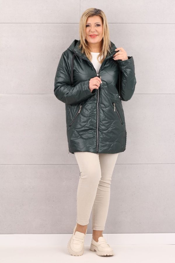 Ciemnozielona kurtka damska pikowana przejściowa