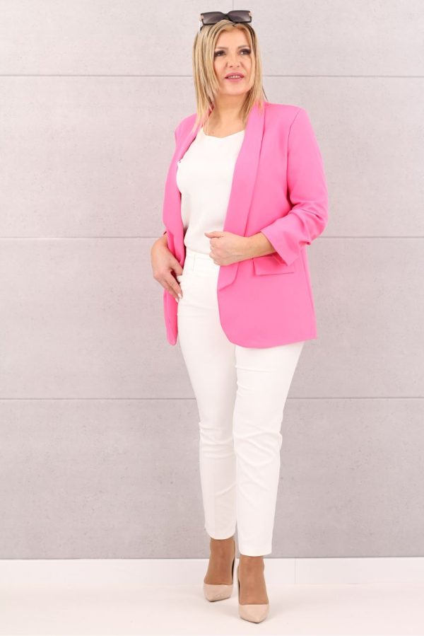 Marynarka z marszczonymi rękawami różowa