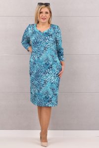 Prosta sukienka z kieszeniami turkusowa