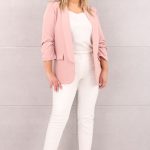 Marynarka z marszczonymi rękawami pudrowy róż