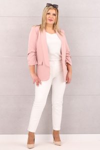 Marynarka z marszczonymi rękawami pudrowy róż