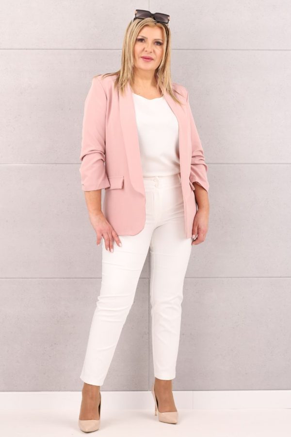 Marynarka z marszczonymi rękawami pudrowy róż