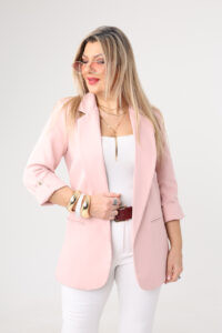 Marynarka damska gładka pudrowy róż