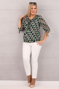 Bluzka damska z żabotem abstrakcyjny wzór