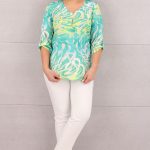 Bluzka damska zakładany dekolt zielona