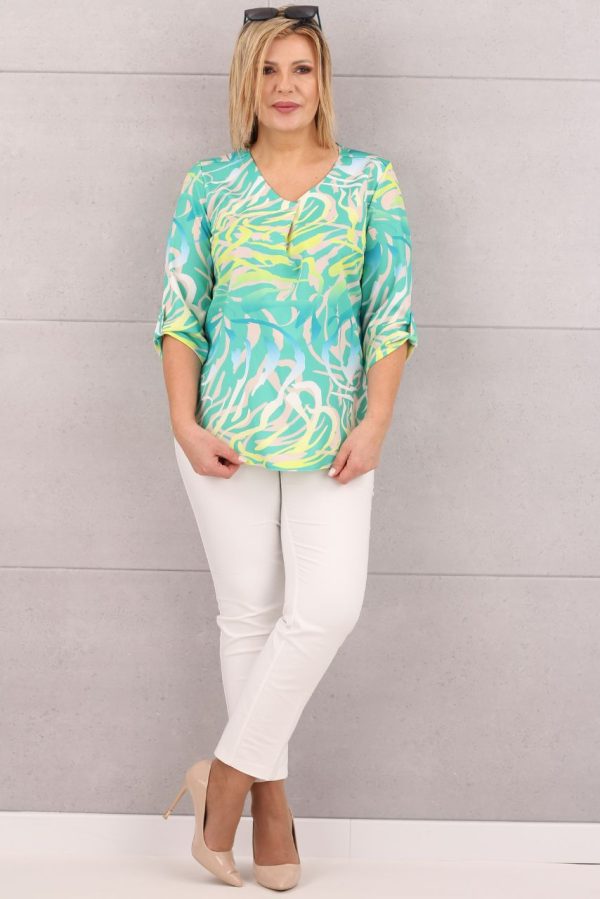 Bluzka damska zakładany dekolt zielona
