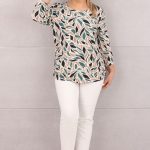 Bluzka z marszczeniami we wzory zielone