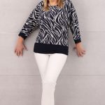 Bluzka kimono ze ściągaczem granatowa