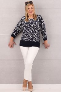 Bluzka kimono ze ściągaczem granatowa