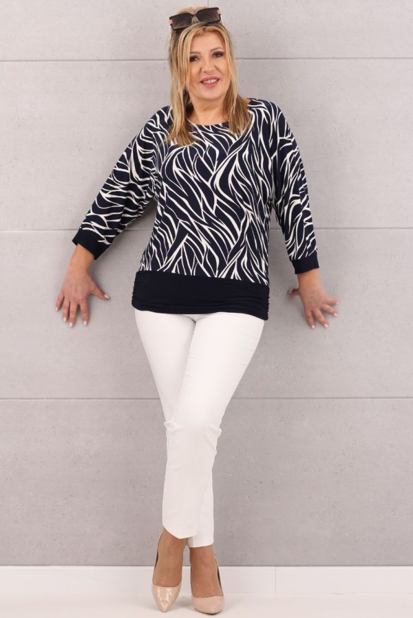 Bluzka kimono ze ściągaczem granatowa