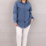 Ciemna koszula jeansowa damska oversize
