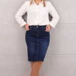 Ołówkowa spódnica jeansowa ciemna