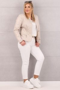 Krótka kurtka damska beżowa