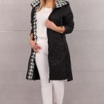 Długa kurtka przejściowa płaszcz pikowany czarny