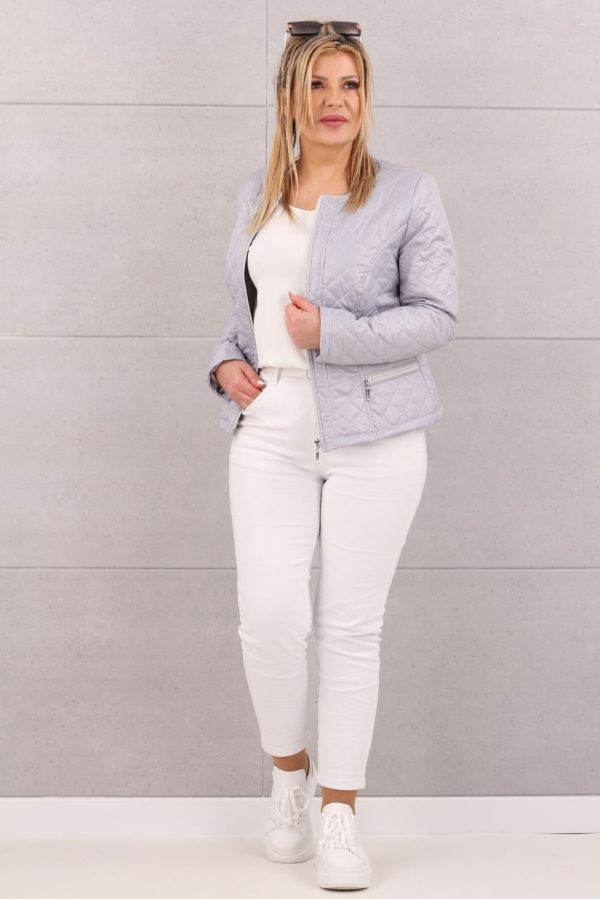 Krótka kurtka damska jasno szara