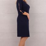 Gładka sukienka z rozcięciami granatowa