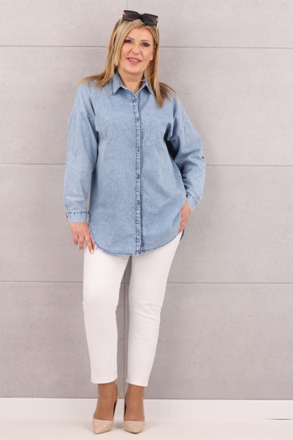 Jasna koszula jeansowa damska oversize