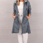 Długa kurtka przejściowa płaszcz pikowany morski