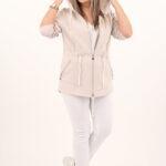 Lekka bawełniana parka damska beżowa