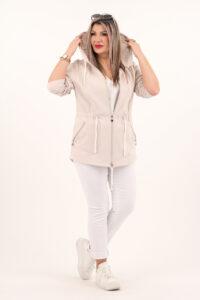 Lekka bawełniana parka damska beżowa