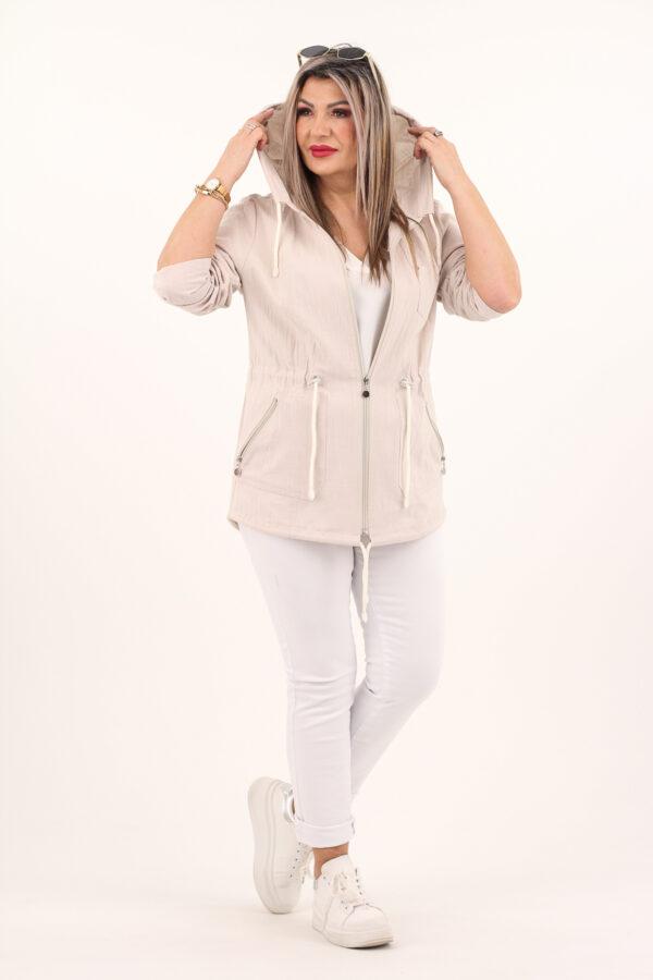 Lekka bawełniana parka damska beżowa