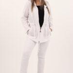 Lekka bawełniana parka damska biała