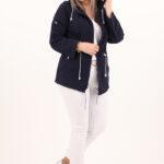 Lekka bawełniana parka damska granatowa