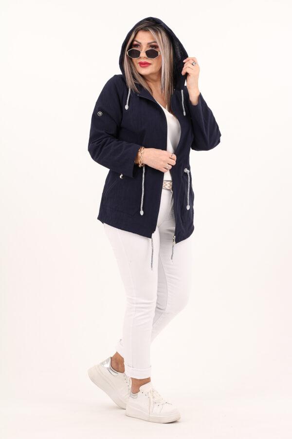 Lekka bawełniana parka damska granatowa
