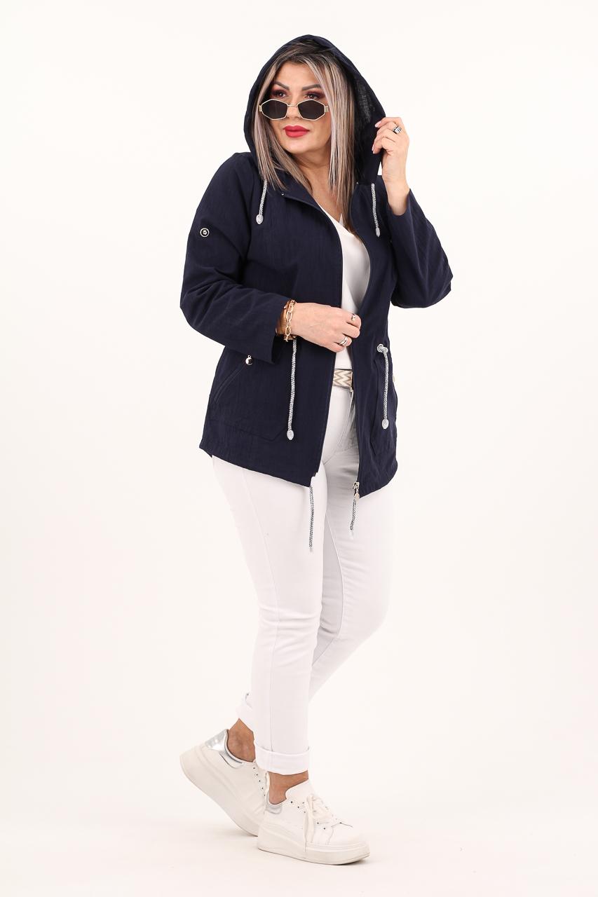 Lekka bawełniana parka damska granatowa