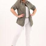 Lekka bawełniana parka damska khaki