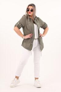 Lekka bawełniana parka damska khaki